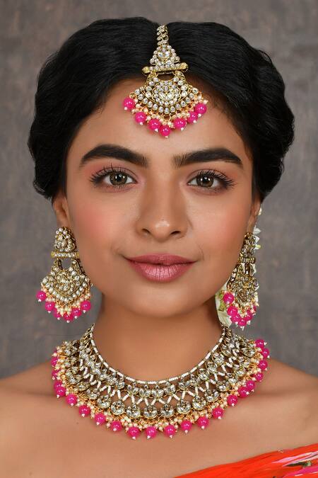 Bridal Jewelry Indian Bollywood CZ Traditional Gold Earrings Choker  Necklace Set | eBay