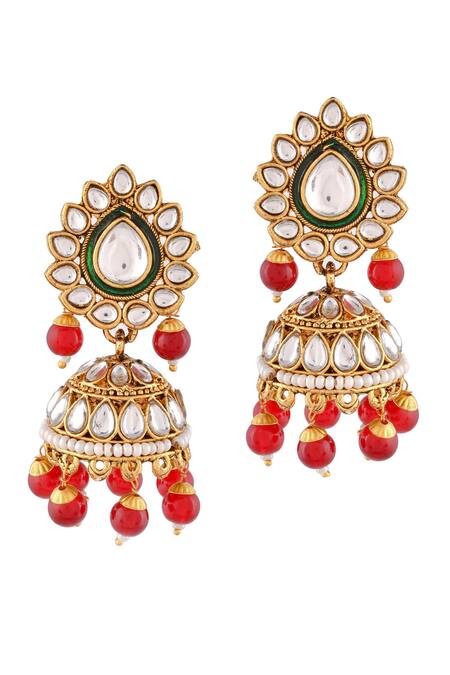 Buy_Ishhaara_Red Stone And Bead Embellished Choker Set