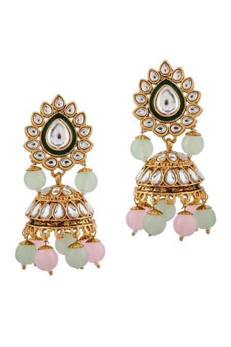 Shop_Ishhaara_Pink Stone And Bead Embellished Choker Set_Online_at_Aza_Fashions