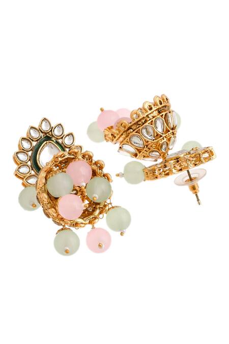 Ishhaara_Pink Stone And Bead Embellished Choker Set_at_Aza_Fashions