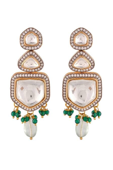 Buy_Ishhaara_Green Stones, Beads Double Layered Embellished Necklace Set_Online_at_Aza_Fashions