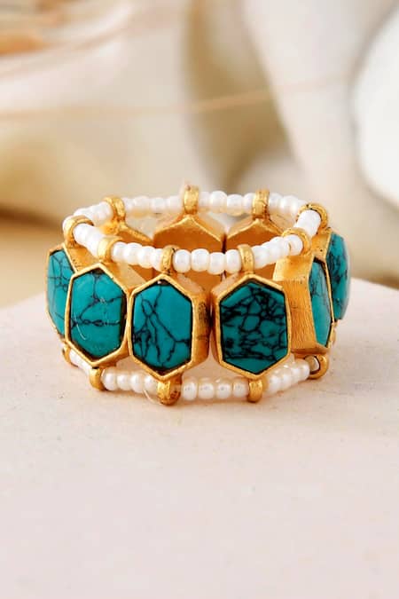 Ishhaara Geometric Stone Bead Embellished Ring 