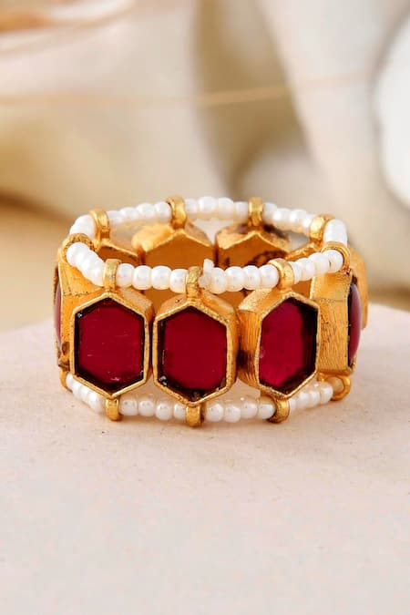 Ishhaara Geometric Stone Embellished Ring 