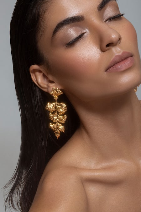 Opalina Soulful Jewellery Handcrafted Floral Long Statement Earrings 