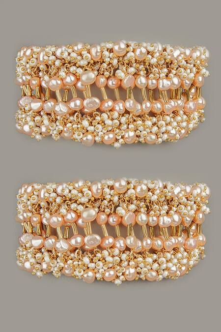 Shop House Of D"Oro Peach Beads Baajubandh at Aza Fashions Shop_House Of D"Oro_Peach Beads Baajubandh_at_Aza_Fashions
