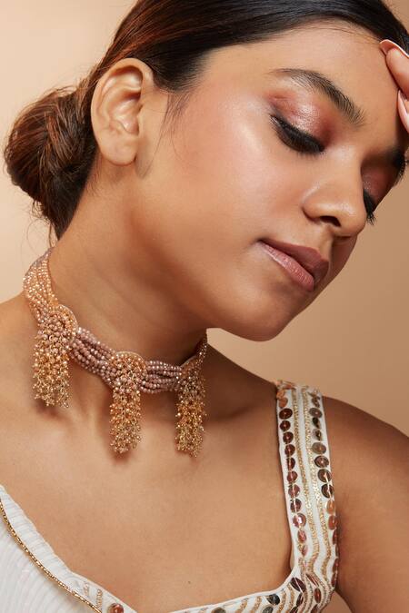 House of D'oro Gold Plated Pearls Multi Layered Choker