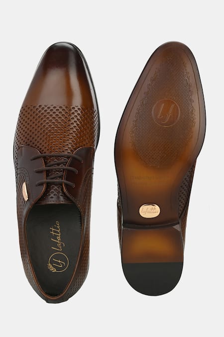 Buy_Lafattio_Brown Perforated Lace Up Shoes 