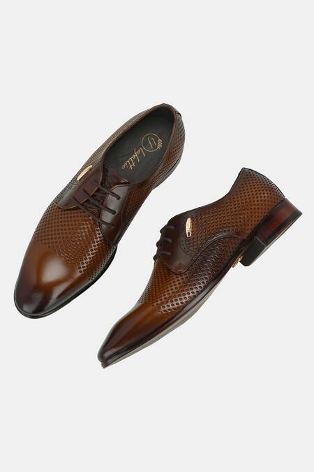 Shop_Lafattio_Brown Perforated Lace Up Shoes 