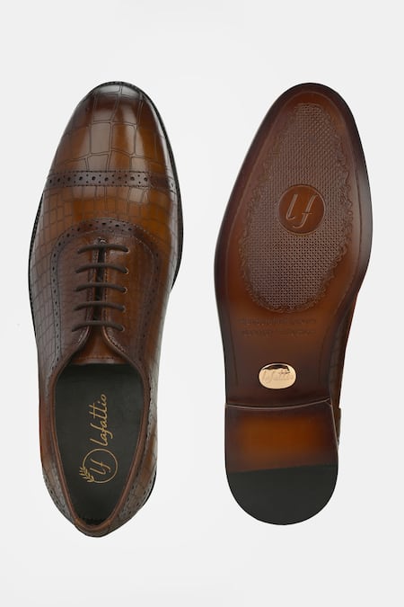 Shop_Lafattio_Brown Tan Laser Engraved Semi Brogue Shoes 