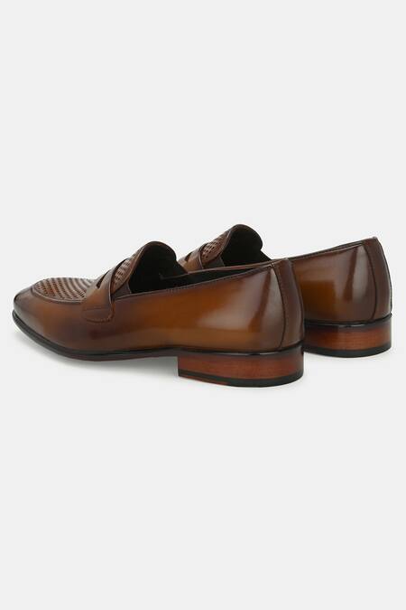 Buy_Lafattio_Brown Perforated Leather Loafers 