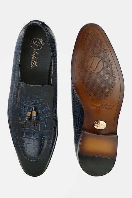 Buy_Lafattio_Blue Textured Moccasin Shoes