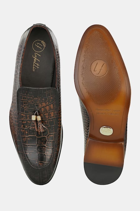 Shop_Lafattio_Brown Leather Tassel Moccasin Shoes