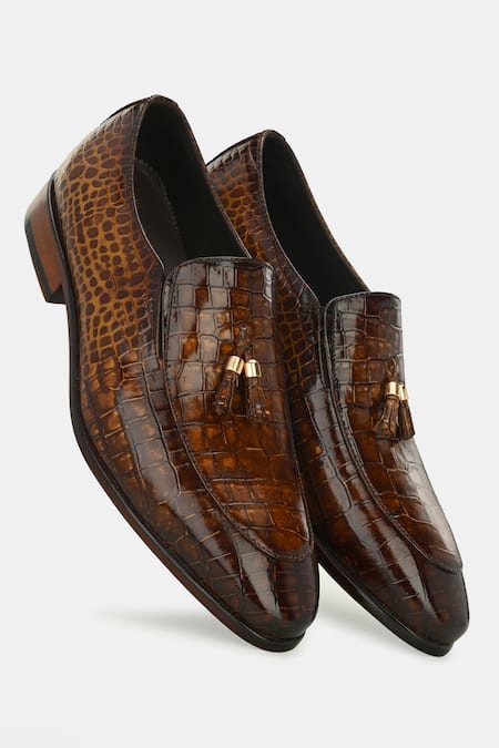 Lafattio_Brown Tassel Moccasin Shoes_Online_at_Aza_Fashions