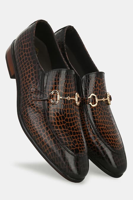 Lafattio_Brown Textured Moccasin Shoes_Online_at_Aza_Fashions