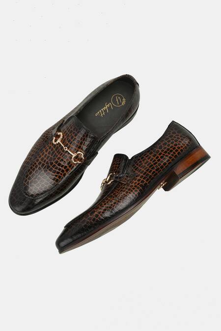Buy_Lafattio_Brown Textured Moccasin Shoes_Online_at_Aza_Fashions