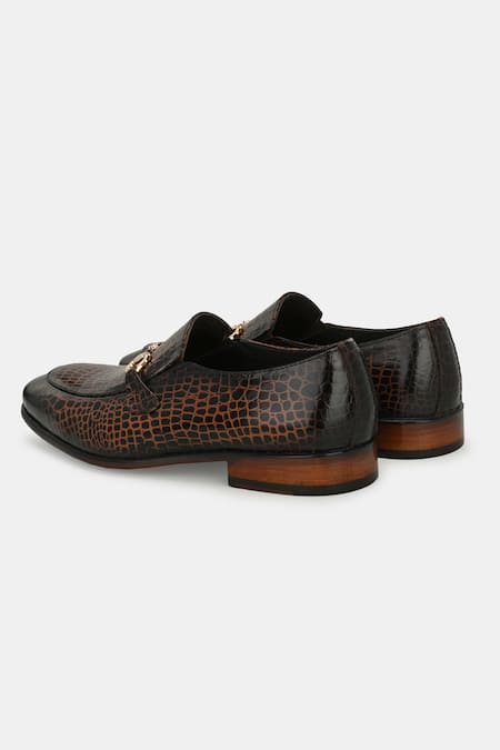 Buy_Lafattio_Brown Textured Moccasin Shoes