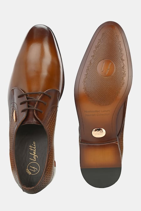 Shop_Lafattio_Brown Perforated Lace Up Shoes 