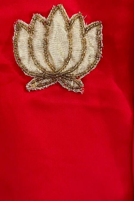 Buy Rage Attire-Sweta Saria Red Cotton, Silk, Bamboo Zari, Beads, Lotus Work Kurta Set With Nehru Jacket Online at Aza Fashions Buy_Rage Attire-Sweta Saria_Red Cotton, Silk, Bamboo Zari, Beads, Lotus Work Kurta Set With Nehru Jacket _Online_at_Aza_Fashions