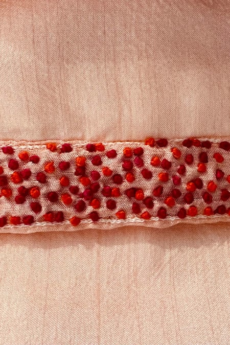 Rage Attire-Sweta Saria Peach Bamboo, Cotton Embroidery Placement Bullion Sherwani With Pajama Online at Aza Fashions Rage Attire-Sweta Saria_Peach Bamboo, Cotton Embroidery Placement Bullion Sherwani With Pajama _Online_at_Aza_Fashions