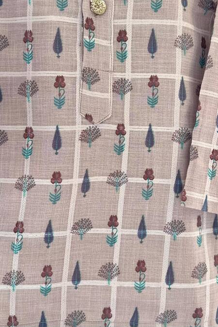 Rage Attire-Sweta Saria_Purple Cotton, Silk Embroidery Floral Print Kurta With Patiala _Online_at_Aza_Fashions