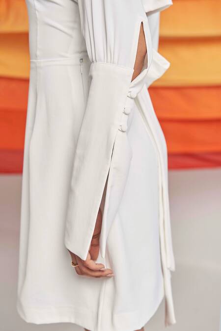 Buy_Detales_Ivory Stella Ben Neck Olivia Reglan Sleeve Dress_Online_at_Aza_Fashions