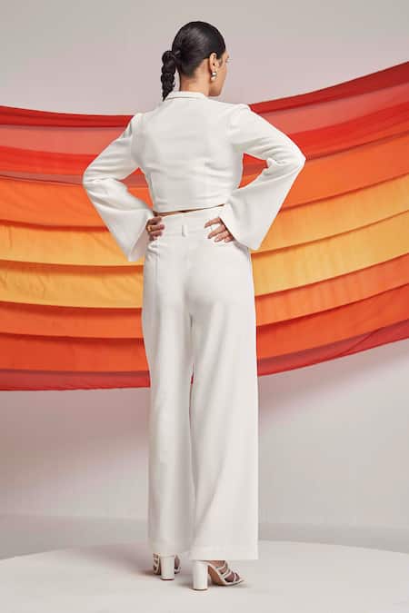 Puff Sleeve Crop Top with Wide Leg Pants 2 Pieces Set – sheismineshop