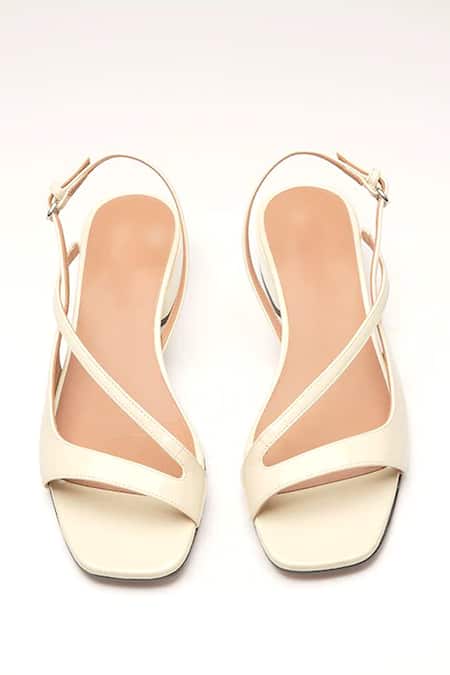 Sephyr Cream Sabina Geometric Cross Block Heels 