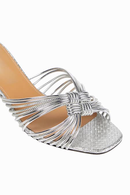 Shop Sephyr Silver Lucia Metallic Finish Heels at Aza Fashions Shop_Sephyr_Silver Lucia Metallic Finish Heels _at_Aza_Fashions
