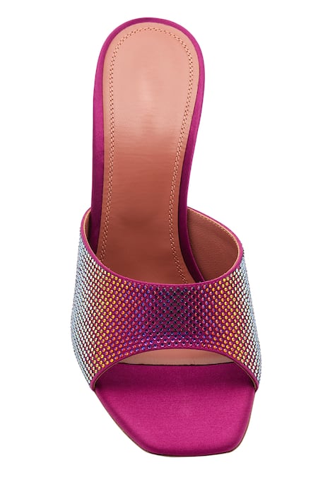 Shop Sephyr Pink Rhinestones Serena Holographic Effect Wedges at Aza Fashions Shop_Sephyr_Pink Rhinestones Serena Holographic Effect Wedges _at_Aza_Fashions