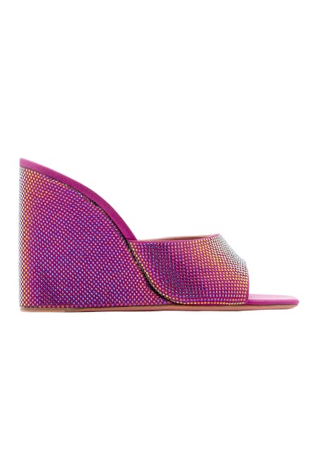 Sephyr Pink Rhinestones Serena Holographic Effect Wedges Online at Aza Fashions Sephyr_Pink Rhinestones Serena Holographic Effect Wedges _Online_at_Aza_Fashions