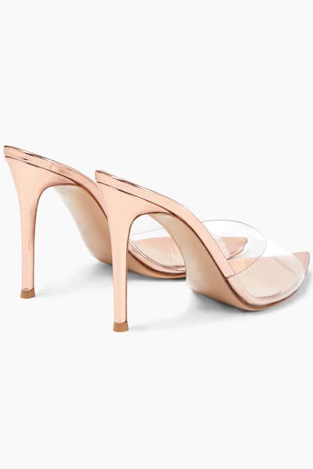 Shop Sephyr Gold Clara Transparent Strap Stilettos at Aza Fashions Shop_Sephyr_Gold Clara Transparent Strap Stilettos _at_Aza_Fashions