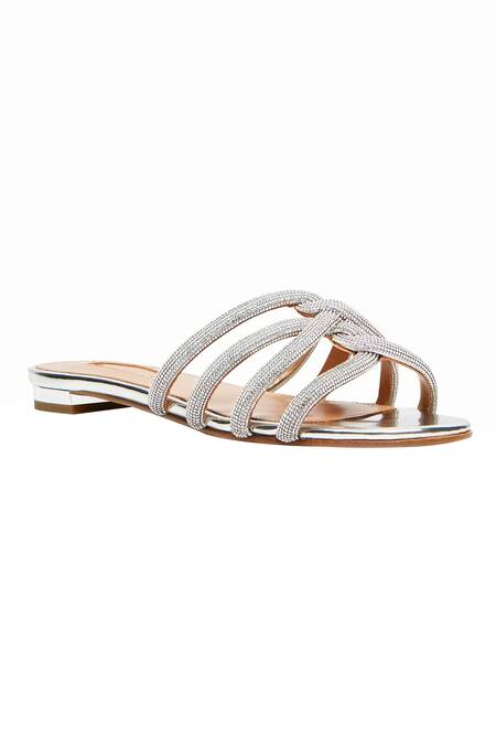 Sephyr Silver Antonia Swarovski Strap Embellished Flats Online at Aza Fashions Sephyr_Silver Antonia Swarovski Strap Embellished Flats _Online_at_Aza_Fashions