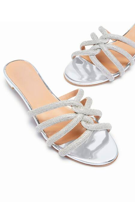 Buy Sephyr Silver Antonia Swarovski Strap Embellished Flats Online at Aza Fashions Buy_Sephyr_Silver Antonia Swarovski Strap Embellished Flats _Online_at_Aza_Fashions