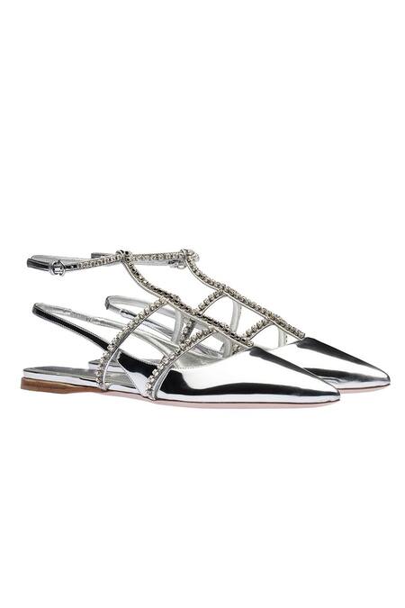 Sephyr Silver Ares Strap Embellished Flats Online at Aza Fashions Sephyr_Silver Ares Strap Embellished Flats _Online_at_Aza_Fashions