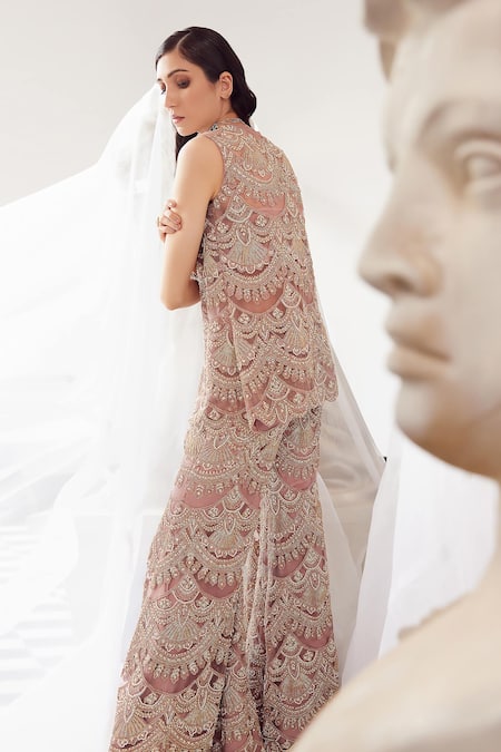 Buy Ridhima Bhasin Lilac Organza Embroidery Pearls V Neck Pink Embellished Jacket And Gharara Set Online at Aza Fashions Buy_Ridhima Bhasin_Lilac Organza Embroidery Pearls V Neck Pink Embellished Jacket And Gharara Set _Online_at_Aza_Fashions