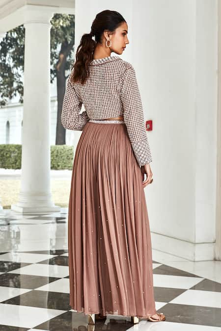 Amitabh Malhotra Floral Embroidered Jacket With Sharara 