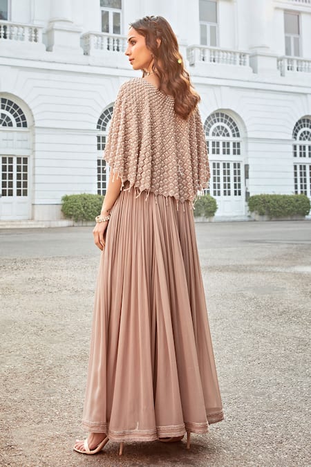 Amitabh Malhotra Scallop Embroidered Cape & Sharara Set 