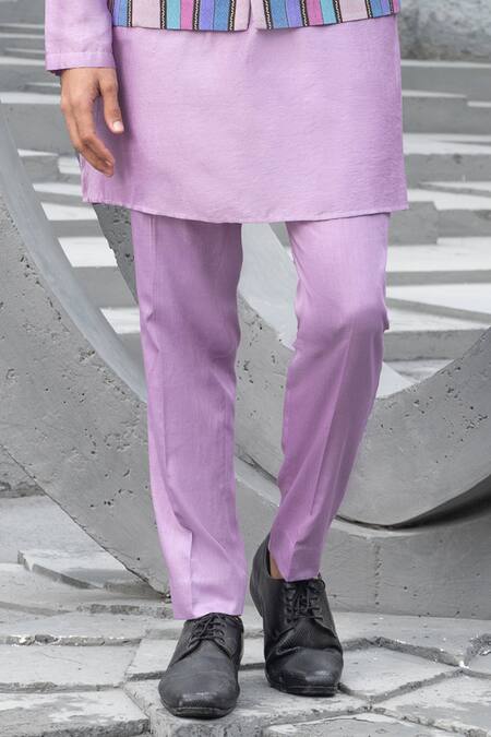 Buy_Chhavvi Aggarwal_Multi Color Chanderi, Crepe, Cotton Multicolor Stripe Bundi And Kurta Set _Online_at_Aza_Fashions