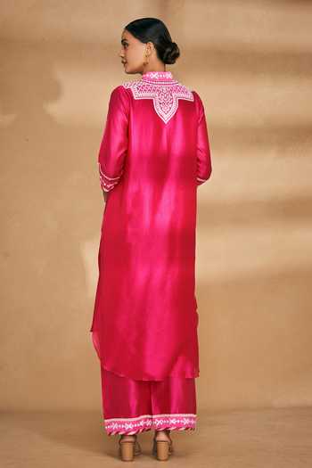 Gulabo By Abu Sandeep Chanderi Floral Applique Bodice Kurta 