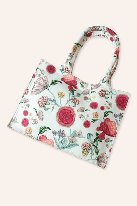 Buy Payal Singhal Accessories White Gulbagh Prints Tote Bag And Scarf Set Online at Aza Fashions Buy_Payal Singhal Accessories_White Gulbagh Prints Tote Bag And Scarf Set_Online_at_Aza_Fashions