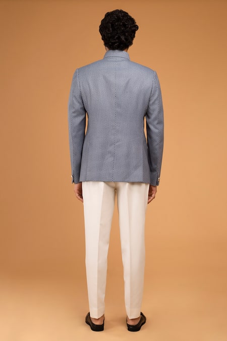 Chatenya Mittal Geometric Woven Bandhgala Set 