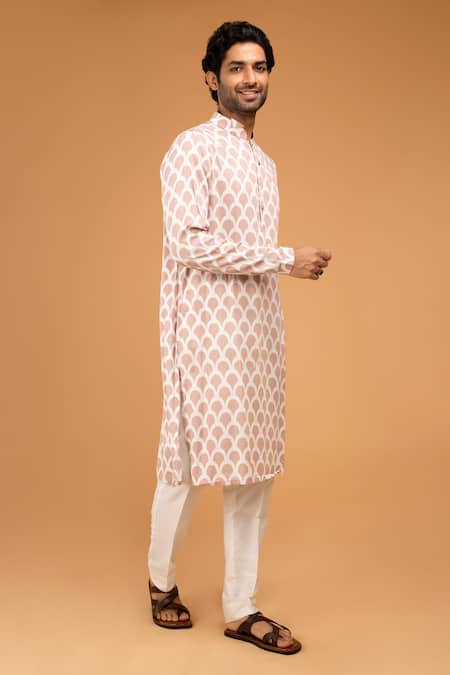 Buy Chatenya Mittal Peach Cotton Full Sleeve Printed Kurta Set Online at Aza Fashions Buy_Chatenya Mittal_Peach Cotton Full Sleeve Printed Kurta Set _Online_at_Aza_Fashions