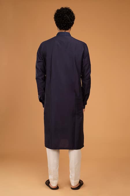 Shop Chatenya Mittal Blue Cotton, Silk Embroidery Aari Kurta Set at Aza Fashions Shop_Chatenya Mittal_Blue Cotton, Silk Embroidery Aari Kurta Set _at_Aza_Fashions