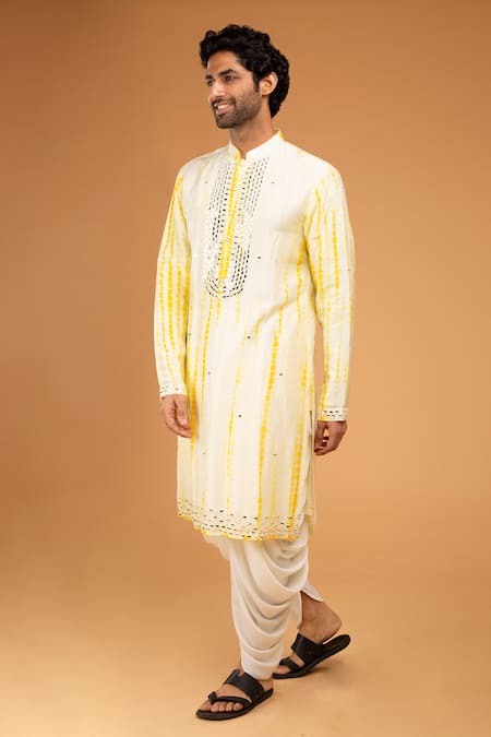 Chatenya Mittal Yellow Silk Mirrors Embroidered Kurta Set Online at Aza Fashions Chatenya Mittal_Yellow Silk Mirrors Embroidered Kurta Set _Online_at_Aza_Fashions