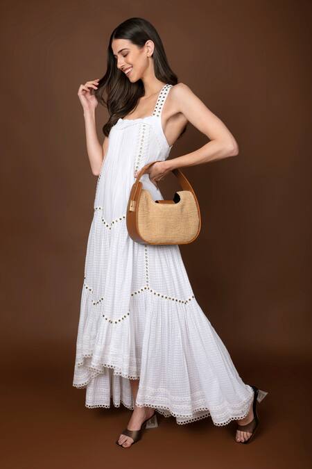 Buy_X Feet Above_Brown Plain Lisbon Structured Organic Jute Bag _Online_at_Aza_Fashions