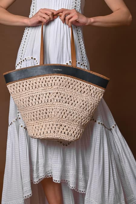 X Feet Above Leh Raffia Woven Tote bag 