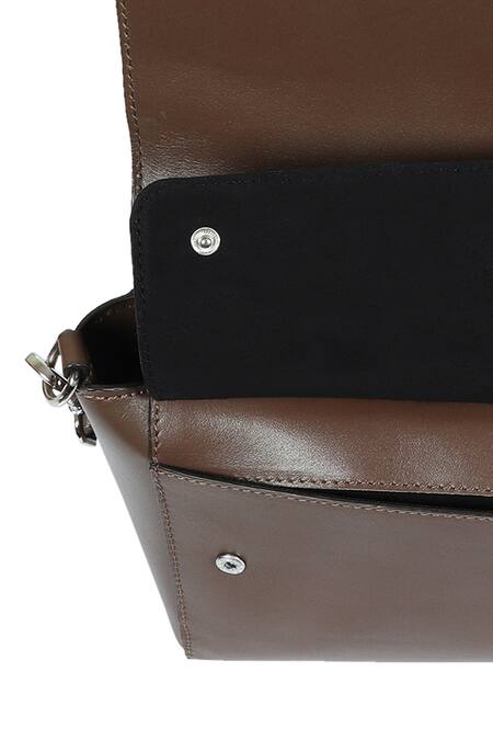 Buy_X Feet Above_Brown Textured Mimosa Leather Baguette _Online_at_Aza_Fashions