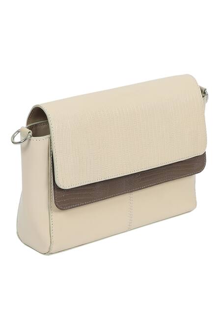 X Feet Above Cream Textured Mimosa Leather Baguette Online at Aza Fashions X Feet Above_Cream Textured Mimosa Leather Baguette _Online_at_Aza_Fashions
