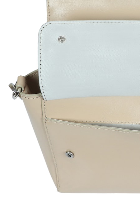 Buy X Feet Above Cream Textured Mimosa Leather Baguette Online at Aza Fashions Buy_X Feet Above_Cream Textured Mimosa Leather Baguette _Online_at_Aza_Fashions