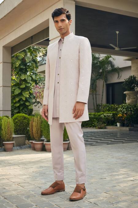 Bohame Pink Georgette, Terrycloth Embroidery Nirbhay Chikankari Open Jacket And Kurta Set at Aza Fashions Bohame_Pink Georgette, Terrycloth Embroidery Nirbhay Chikankari Open Jacket And Kurta Set_at_Aza_Fashions